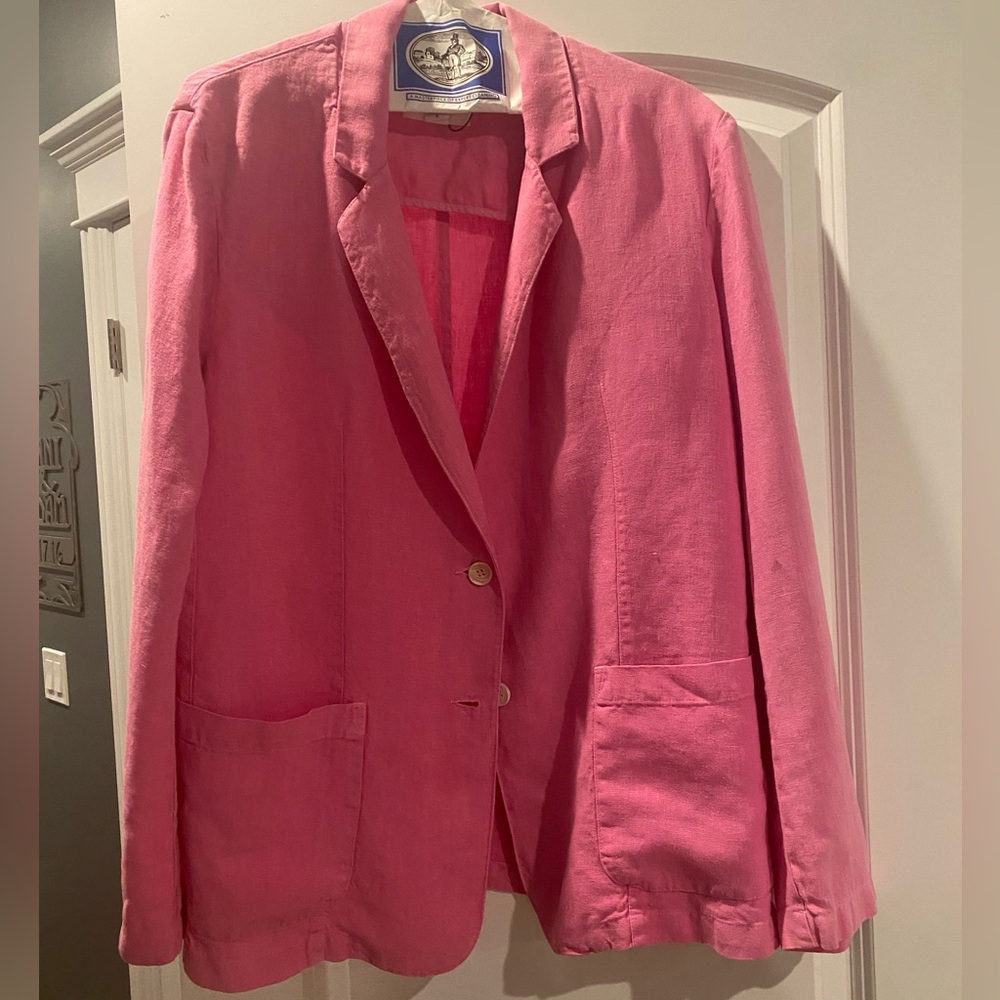Velvet by graham and spencer, 100% linen, pink blazer, size small